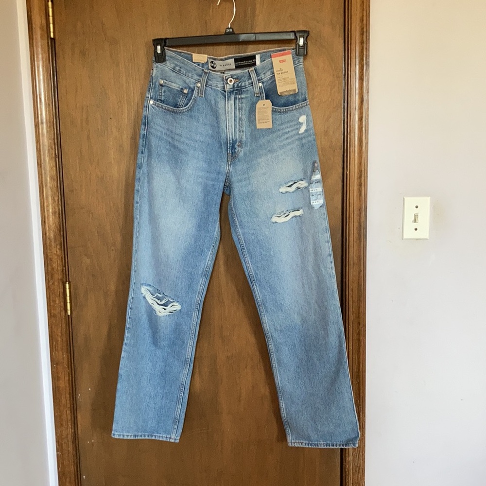 Relisted Levi’s 94’ baggy jean distressed midrise straight leg jean denim 28 - Picture 3 of 17